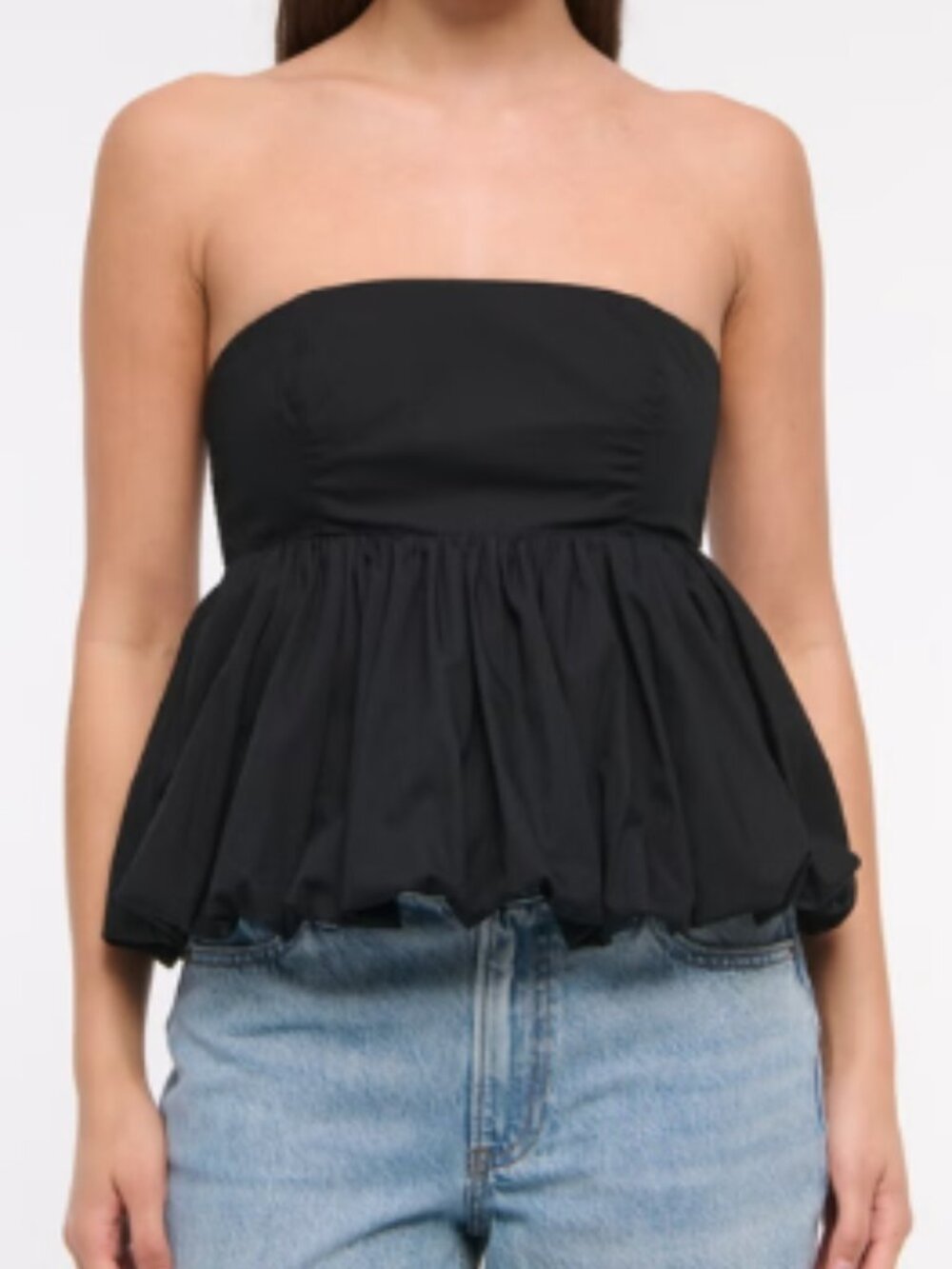 ABERCROMBIE STRAPLESS BUBBLE HEM TOP